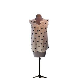 Loft Size L Sleeveless Polka Dot Sheer Top Blouse